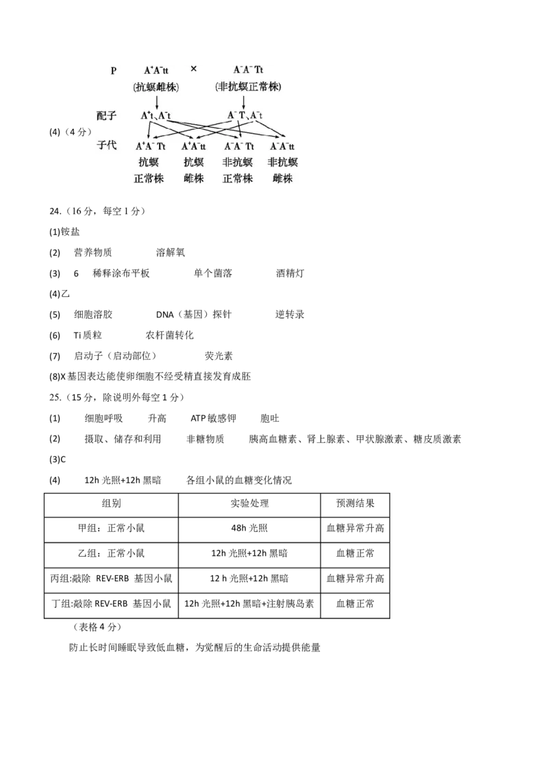 黄金卷07（参考答案）-赢在高考&middot;黄金8卷备战2024年高考生物模拟卷（浙江专用）_2024年新高考资料_4.2024高考模拟预测试卷