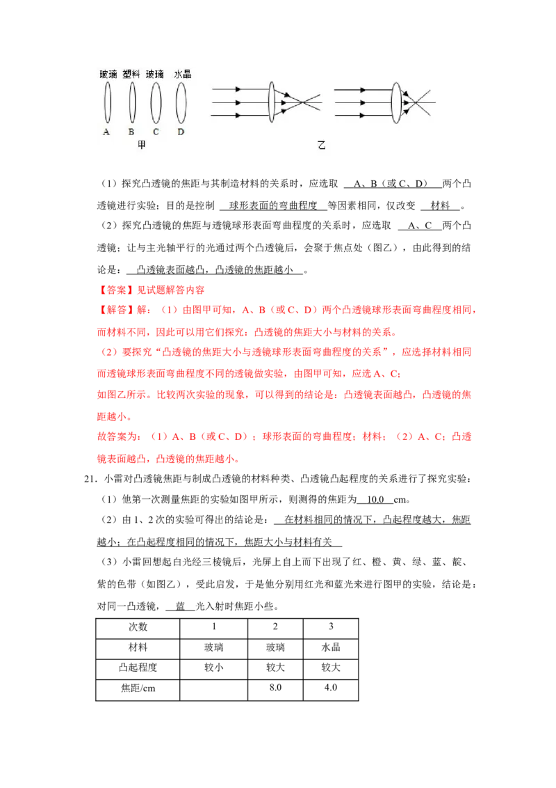 专题10《透镜》压轴培优题型训练九大题型（教师版）_初物_八年级上下册+九年级全一册物理_八年级物理上册_压轴题训练