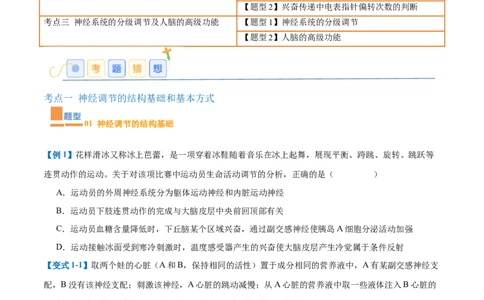 专题12神经调节（6大题型）（原卷版）_2025年新高考资料_一轮复习_备战2025年高考生物一轮复习题型全覆盖（新高考通用）