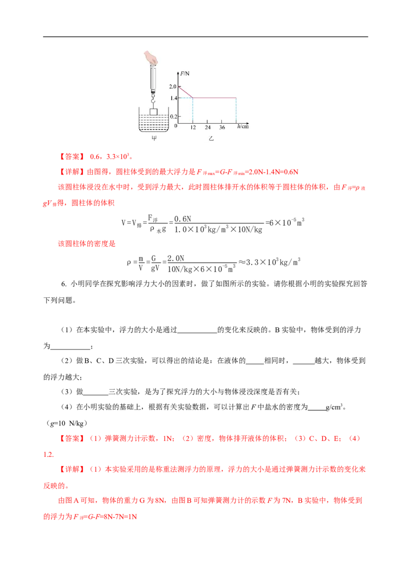 专题10浮力（知识梳理+典例+练习）(教师版）_8、物理总复习_8.中考物理总复习_2024年中考复习资料_一轮复习资料_完2024年中考物理一轮复习课件+练习_配套练习_教师版（含答案解析）