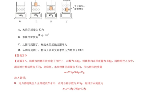 浮力、压强与密度综合专项训练（教师版）_8、物理总复习_2024年中考复习资料_专项复习资料_完三年（2021&mdash;2023）中考真题分项精编（全国通用）_专项训练