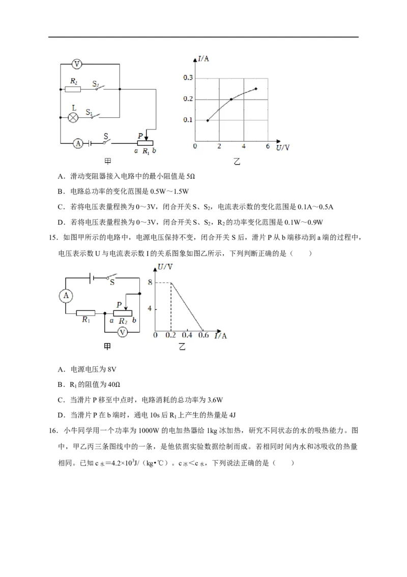 图像题05电功率、焦耳定律（原卷版）_8、物理总复习_8.中考物理总复习_2023年中考复习资料_二轮复习_2023年中考物理二轮题型专项复习（全国通用）