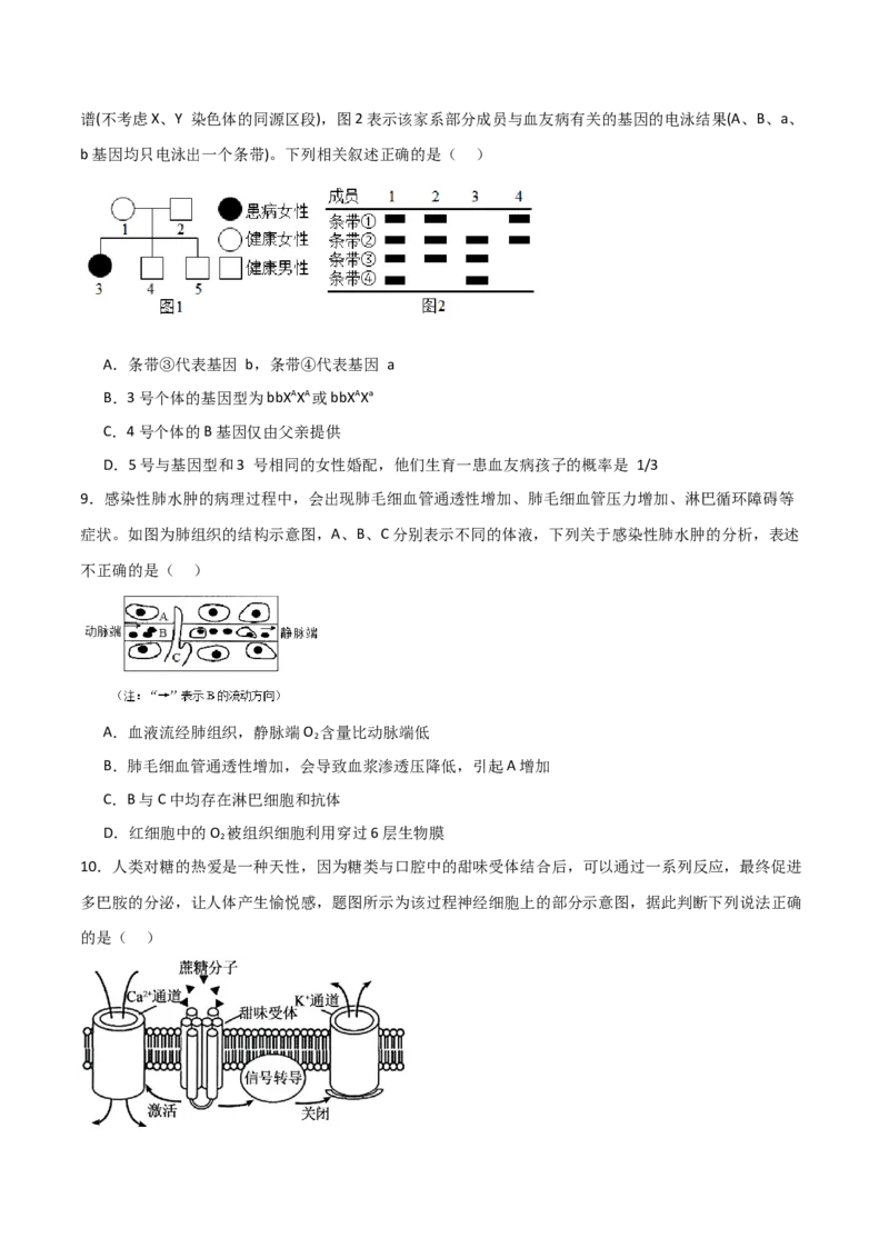 黄金卷03（考试版）-赢在高考&middot;黄金8卷备战2024年高考生物模拟卷（海南专用）_2024年新高考资料_4.2024高考模拟预测试卷