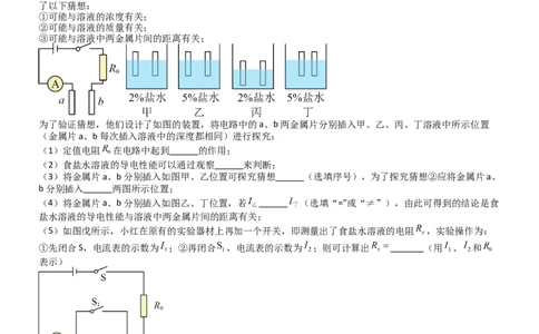 压轴题06其他电学实验综合（原卷版）_8、物理总复习_2024年中考复习资料_三轮复习_2024年中考物理压轴题专项训练（全国通用）