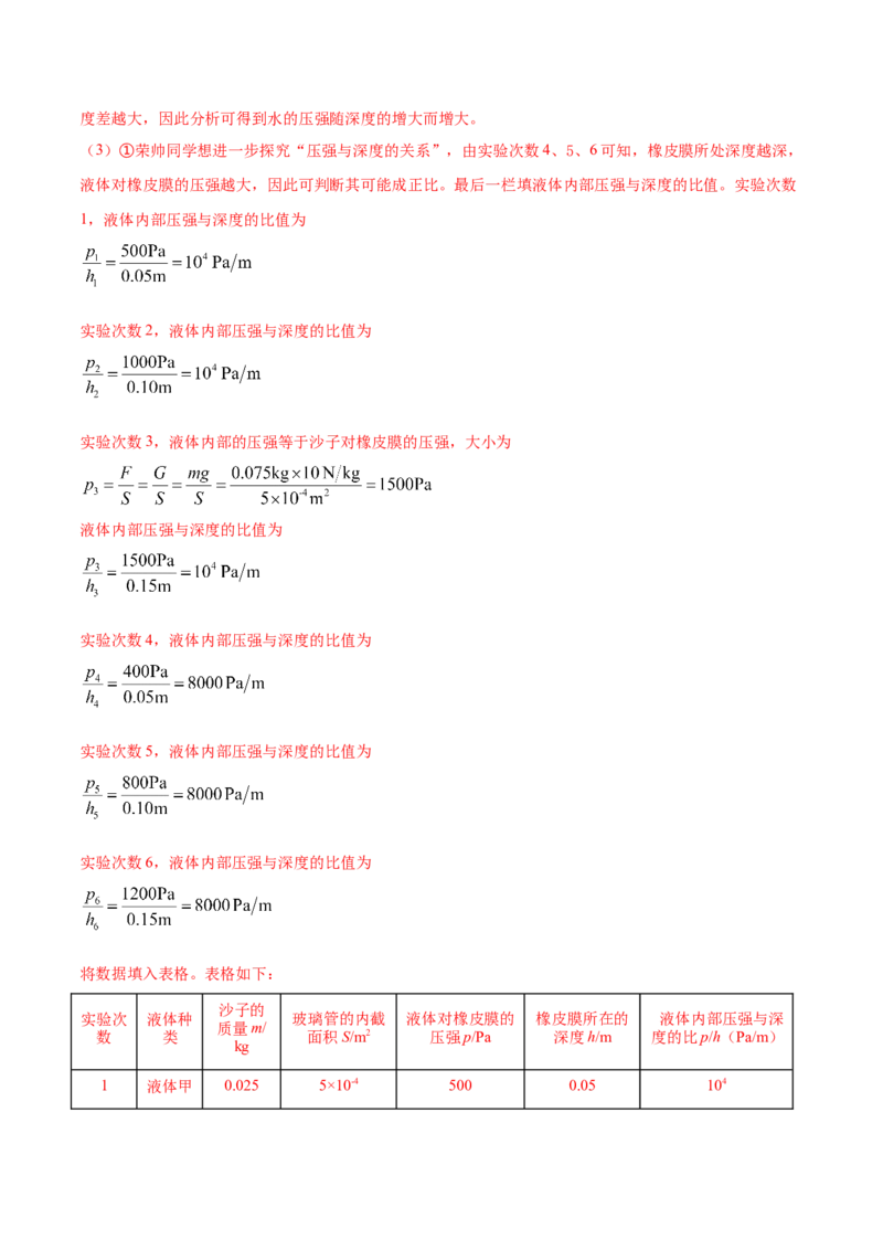 专题26压强单元对点难题训练（解析版）_8、物理总复习_8.中考物理总复习_2023年中考复习资料_一轮复习_讲义+练习2023届中考物理一轮单元复习讲练考（全国通用）