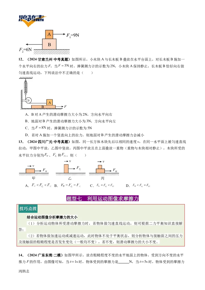 专题09运动和力（讲义）（原卷版）_8、物理总复习_《2025年中考复习讲义》物理