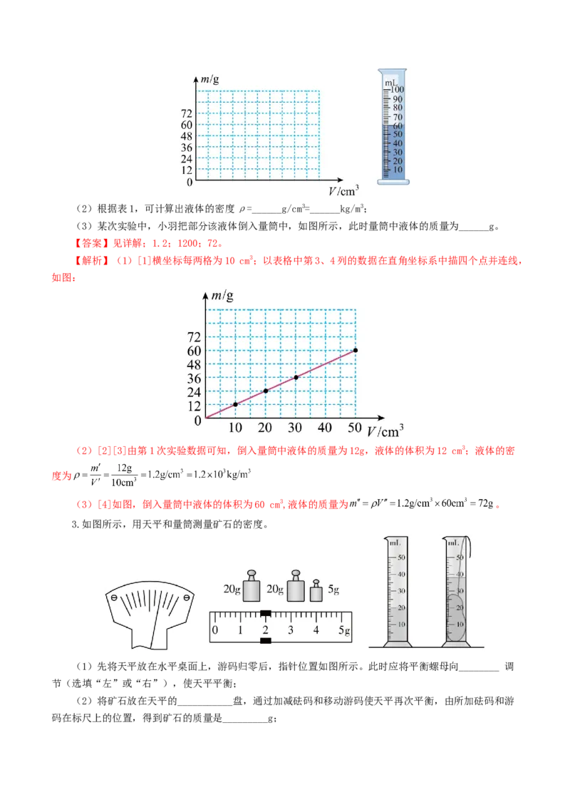 专题07质量和密度（7题型）（练习）（解析版）_8、物理总复习_8.中考物理总复习_2024年中考复习资料_一轮复习资料_完2024年中考物理一轮复习课件+讲义+练习（全国通用）