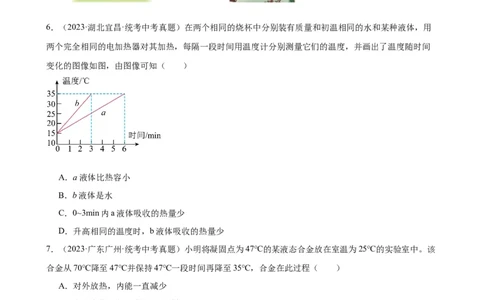 专题13内能《内能》章末综合训练（学生版）_8、物理总复习_8.中考物理总复习_2024年中考复习资料_专项复习资料_完三年（2021&mdash;2023）中考真题分项精编（全国通用）