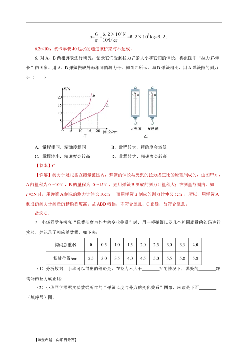 专题07力（知识梳理+典例+练习）-2024物理中考一轮复习精品资料（教师版）_8、物理总复习_2024年中考复习资料_一轮复习_更新2024年中考物理一轮复习精品资料_配套练习