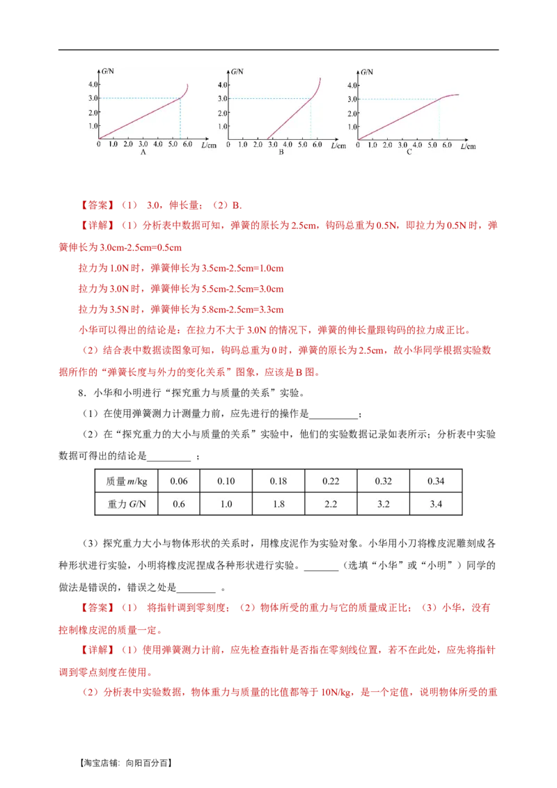 专题07力（知识梳理+典例+练习）-2024物理中考一轮复习精品资料（教师版）_8、物理总复习_2024年中考复习资料_一轮复习_更新2024年中考物理一轮复习精品资料_配套练习