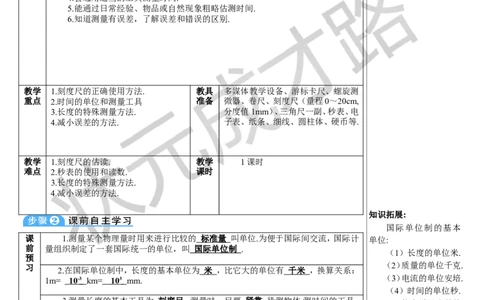 第1节长度和时间的测量_初物_八年级上下册+九年级全一册物理_八年级物理上册_全套教学资源_课件教案3_教案_第一章机械运动