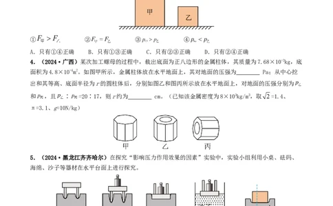 专题09压强（考情聚焦+中考新考法+真题透视4大考向+新题特训）（原卷版）_8、物理总复习_2025年中考复习资料_备战2025年中考物理真题题源讲义（全国通用）