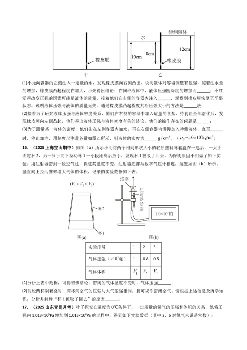 专题09压强（考情聚焦+中考新考法+真题透视4大考向+新题特训）（原卷版）_8、物理总复习_2025年中考复习资料_备战2025年中考物理真题题源讲义（全国通用）