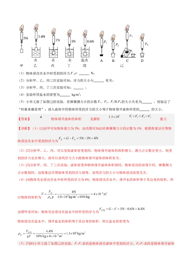 专题33力学实验专题（二）（解析版）_8、物理总复习_8.中考物理总复习_2024年中考复习资料_一轮复习资料_完备战2024年中考物理一轮复习讲义练习（全国通用）_教师版（含答案解析）