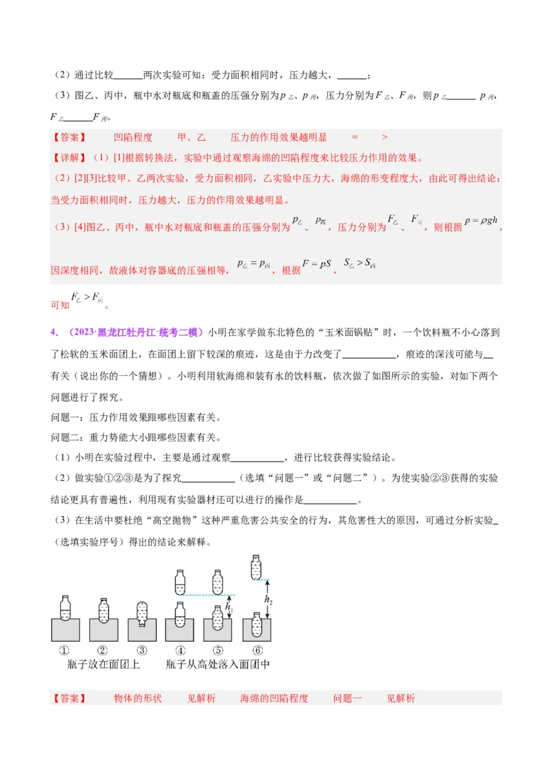 专题33力学实验专题（二）（解析版）_8、物理总复习_8.中考物理总复习_2024年中考复习资料_一轮复习资料_完备战2024年中考物理一轮复习讲义练习（全国通用）_教师版（含答案解析）