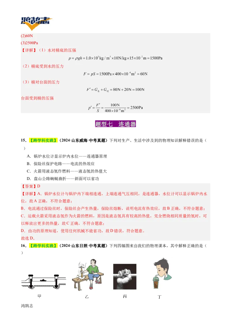 专题10压强（讲义）（解析版）_8、物理总复习_《2025年中考复习讲义》物理