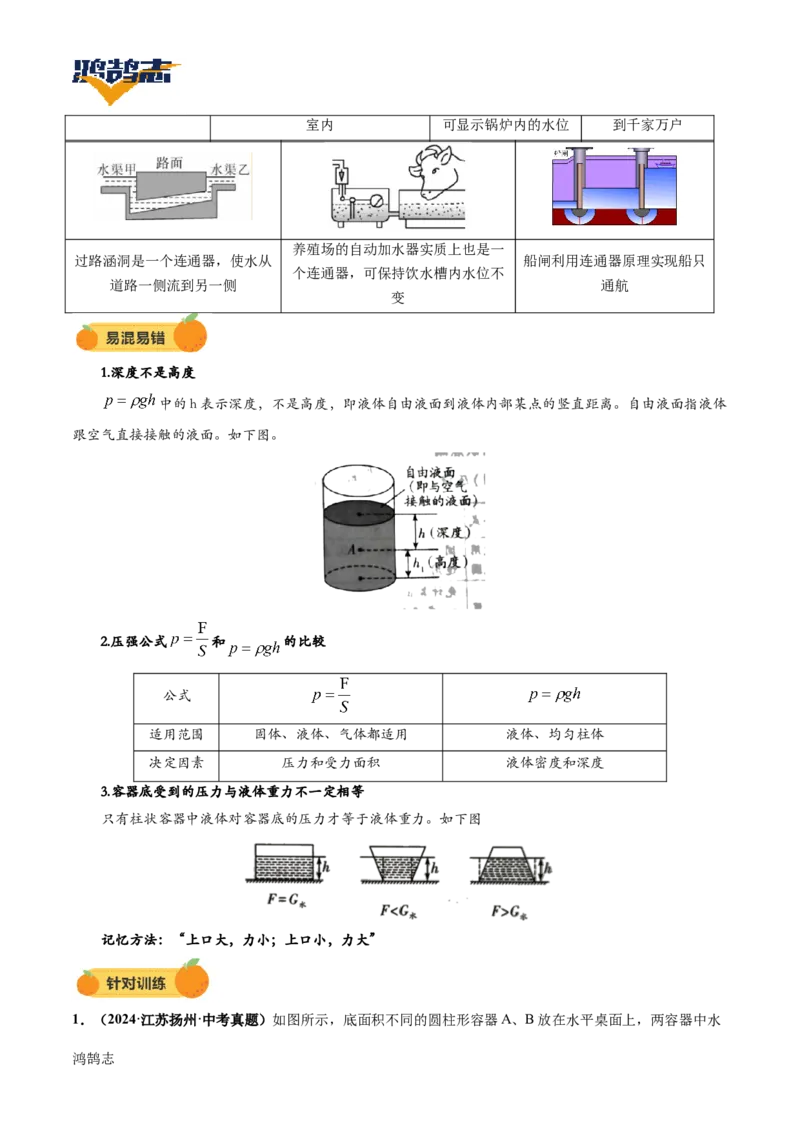 专题10压强（讲义）（解析版）_8、物理总复习_《2025年中考复习讲义》物理