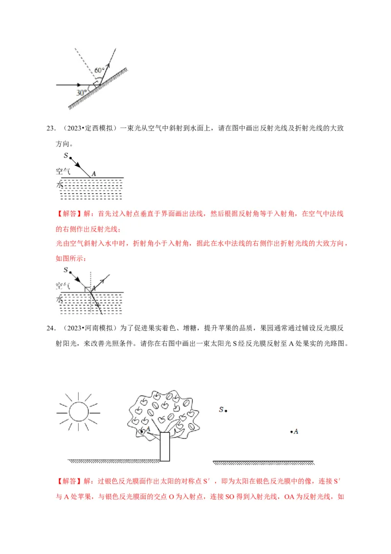 作图题02光学类（解析版）_8、物理总复习_2024年中考复习资料_二轮复习_（讲义+练习）2024年中考物理二轮题型专项复习