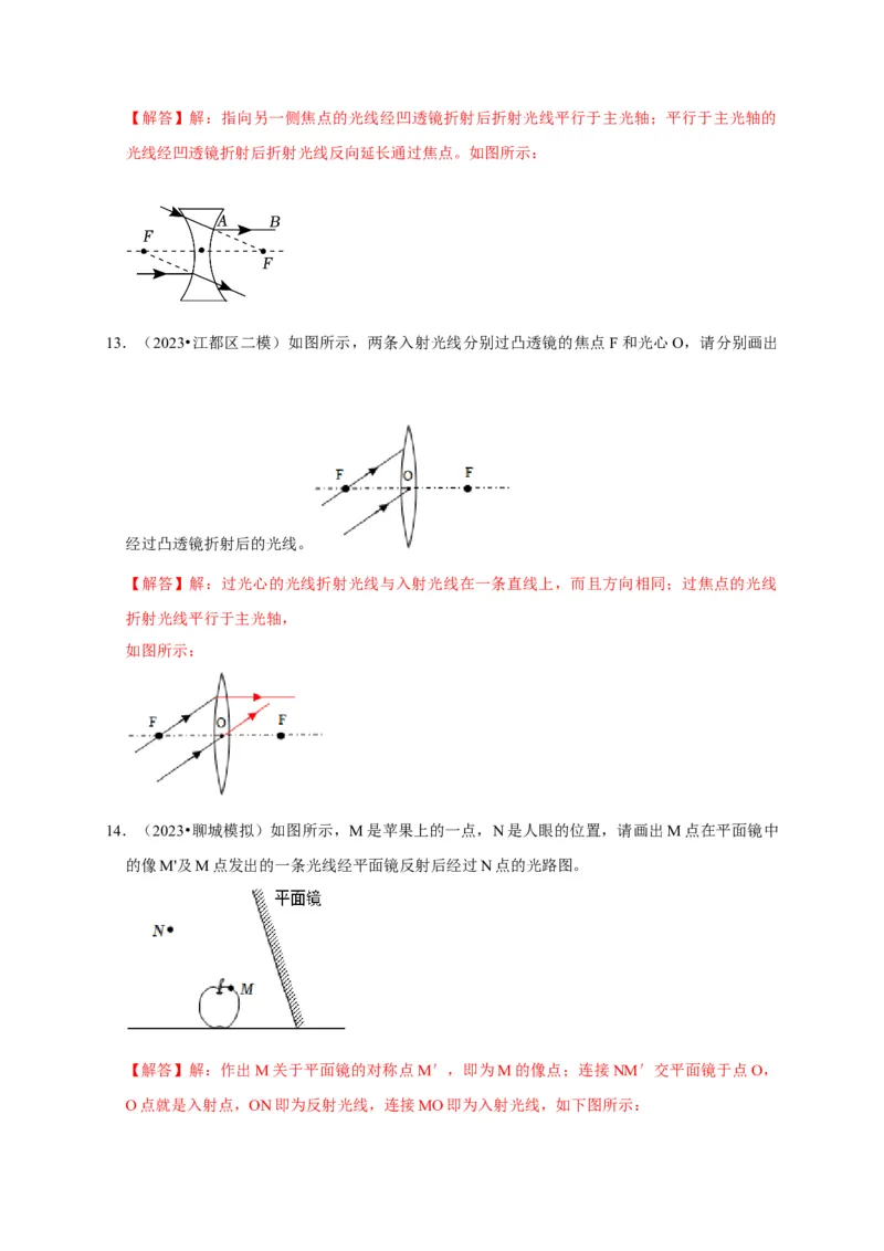 作图题02光学类（解析版）_8、物理总复习_2024年中考复习资料_二轮复习_（讲义+练习）2024年中考物理二轮题型专项复习