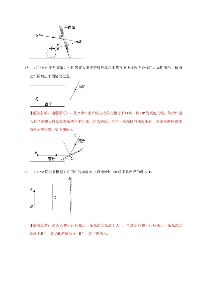 作图题02光学类（解析版）_8、物理总复习_2024年中考复习资料_二轮复习_（讲义+练习）2024年中考物理二轮题型专项复习