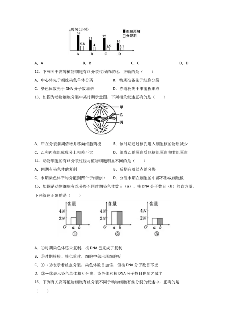 专题10_细胞的有丝分裂(学生版)_新高考复习资料_2023年新高考复习资料_二轮复习_增分要点2023高考生物二轮复习专题解读和分层训练291073137