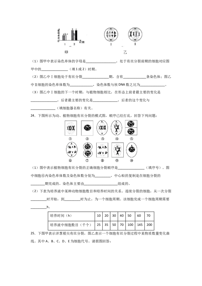 专题10_细胞的有丝分裂(学生版)_新高考复习资料_2023年新高考复习资料_二轮复习_增分要点2023高考生物二轮复习专题解读和分层训练291073137