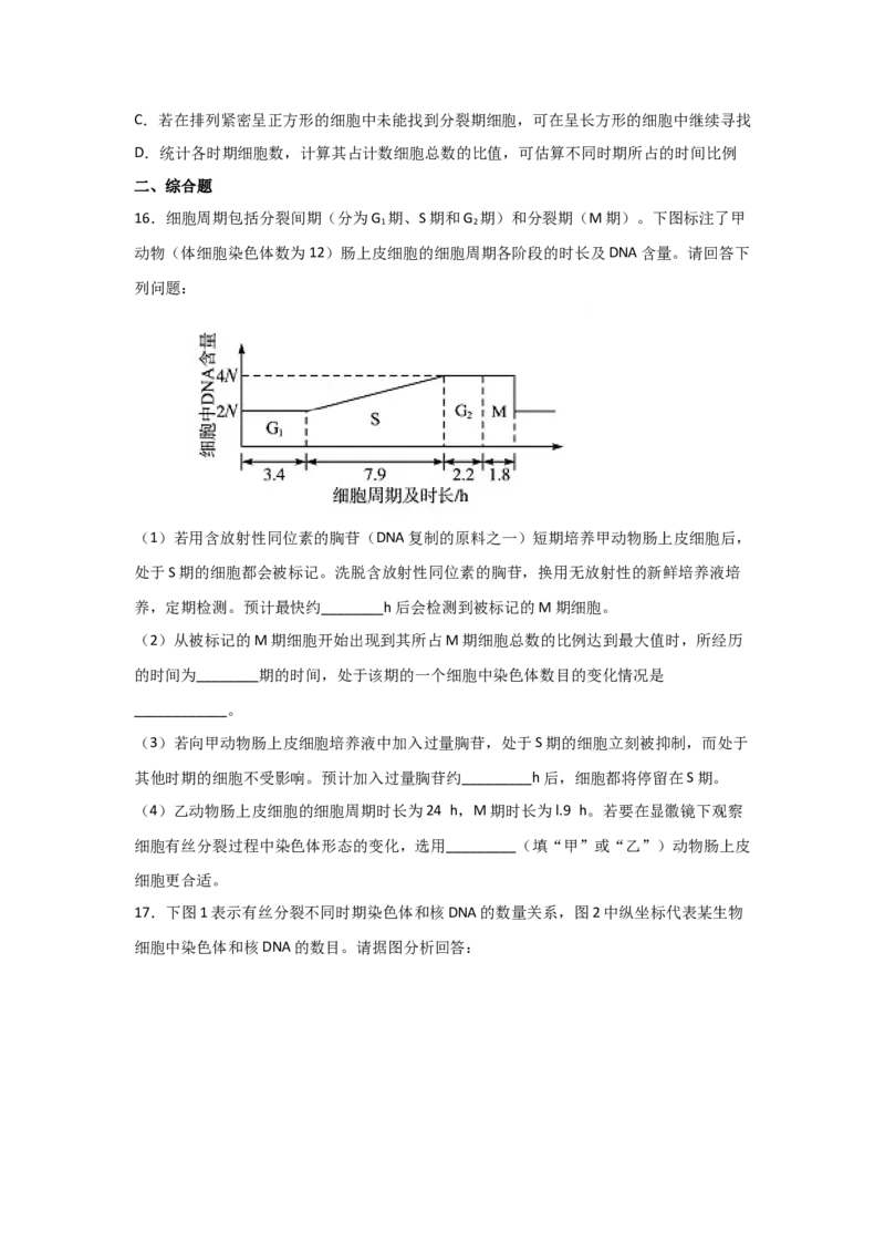 专题10_细胞的有丝分裂(学生版)_新高考复习资料_2023年新高考复习资料_二轮复习_增分要点2023高考生物二轮复习专题解读和分层训练291073137