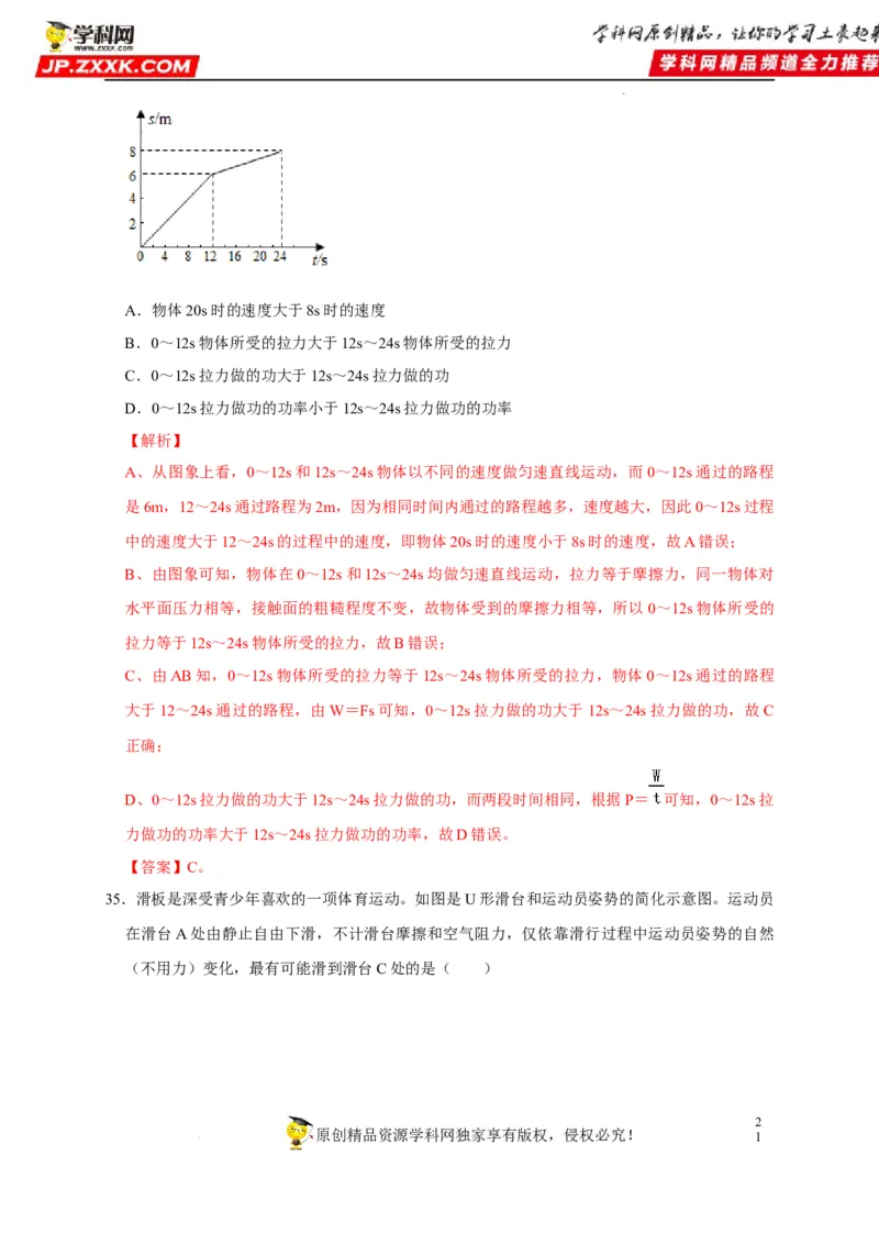 第11章功和机械能（解析版）_8、物理总复习_8.中考物理总复习_2022年中考复习资料_2022年中考物理一轮复习知识点梳理与针对性分层训练（人教版）265897621