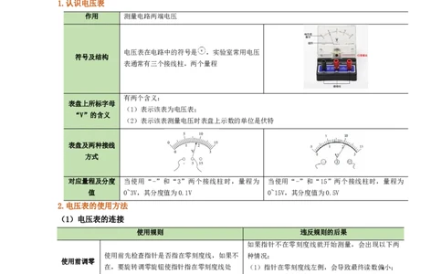 课时16.1电压（教师版）_初物_八年级上下册+九年级全一册物理_九年级物理全一册_讲义_2024版