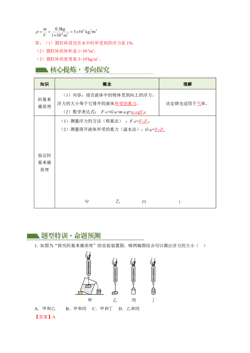 专题07浮力（讲练）解析版_8、物理总复习_8.中考物理总复习_2024年中考复习资料_二轮复习资料_完2024年中考物理二轮复习课件+讲义+练习（全国通用）_模块二（力学）