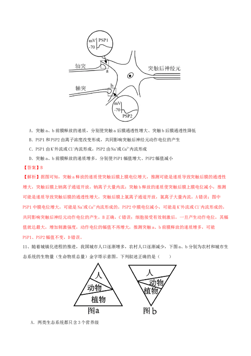 黄金卷02（解析版）-赢在高考&middot;黄金8卷备战2024年高考生物模拟卷（湖北专用）_2024年新高考资料_4.2024高考模拟预测试卷