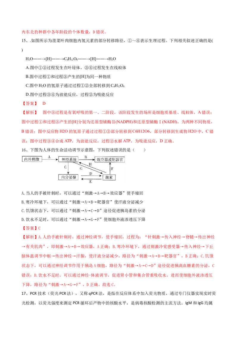 黄金卷02（解析版）-赢在高考&middot;黄金8卷备战2024年高考生物模拟卷（湖北专用）_2024年新高考资料_4.2024高考模拟预测试卷
