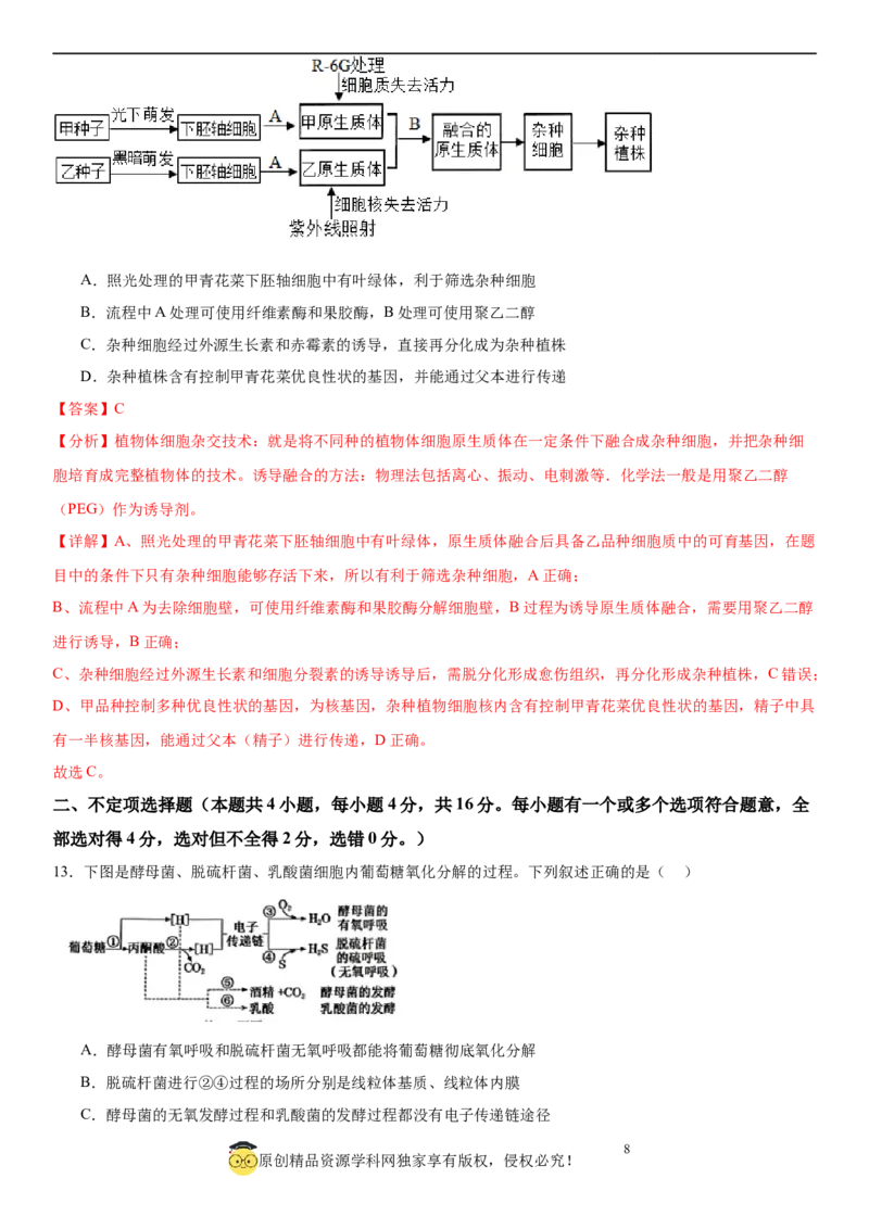 黄金卷07（解析版）_2024年新高考资料_4.2024高考模拟预测试卷_赢在高考&middot;黄金8卷备战2024年高考生物模拟卷（湖南专用）31263208