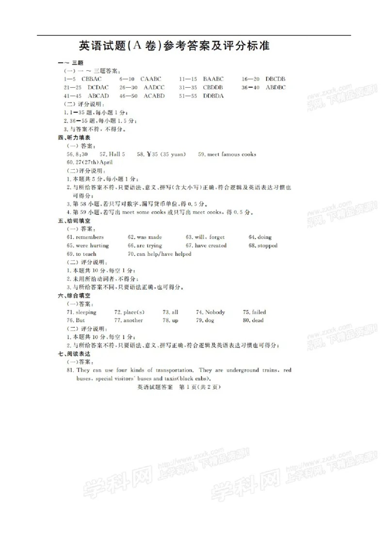 2016山东东营英语试卷+答案+解析(word整理版)_山东历年中考真题_山东省历年中考真题2013~2024_初中英语历年真题（2013-2024）