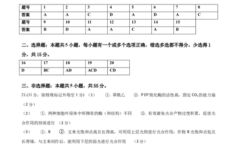 黄金卷08（参考答案）-赢在高考&middot;黄金8卷备战2024年高考生物模拟卷（山东专用）_2024年新高考资料_4.2024高考模拟预测试卷
