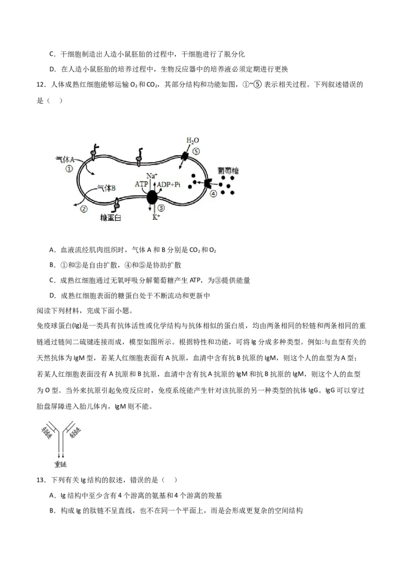 黄金卷05（考试版）-赢在高考&middot;黄金8卷备战2024年高考生物模拟卷（浙江专用）_2024年新高考资料_4.2024高考模拟预测试卷