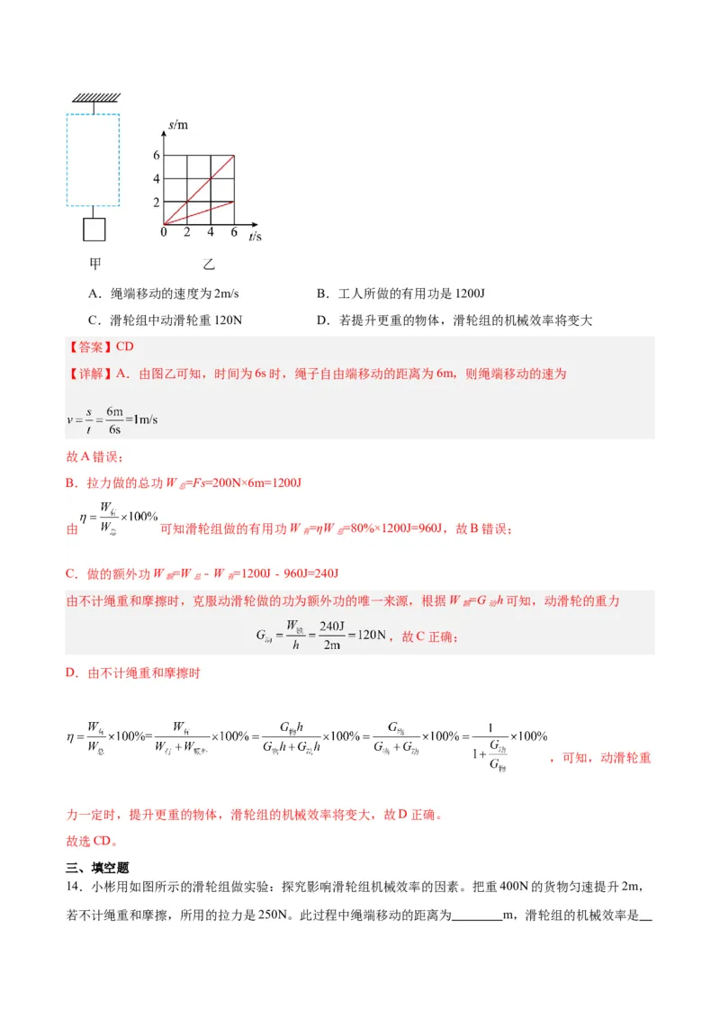 专题19滑轮、斜面和机械效率（解析版）_8、物理总复习_8.中考物理总复习_2024年中考复习资料_一轮复习资料_完备战2024年中考物理一轮复习讲义练习（全国通用）