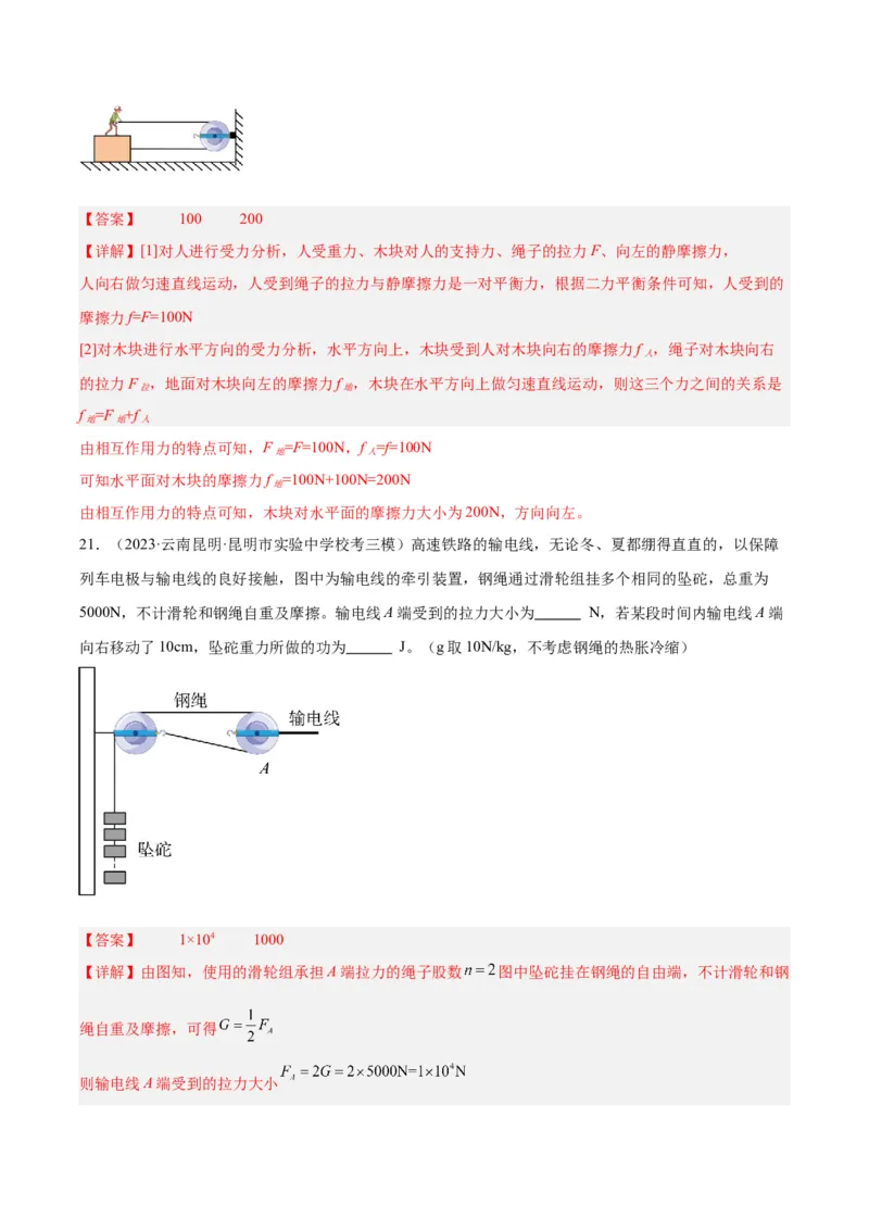 专题19滑轮、斜面和机械效率（解析版）_8、物理总复习_8.中考物理总复习_2024年中考复习资料_一轮复习资料_完备战2024年中考物理一轮复习讲义练习（全国通用）