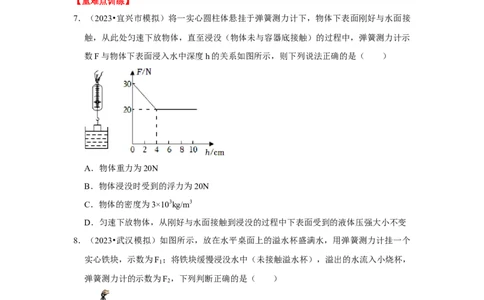 专题10计算浮力的几种方法（学生版）备考2025年中考物理重难点讲解与训练_初物_2025中考物理重难点归纳专题训练易错训练题压轴特训复习word素材