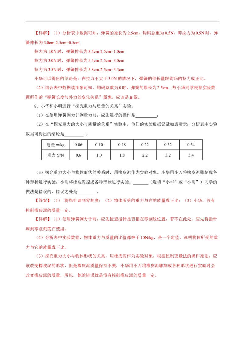 专题07力（知识梳理+典例+练习）(教师版）_8、物理总复习_8.中考物理总复习_2024年中考复习资料_一轮复习资料_完2024年中考物理一轮复习课件+练习_配套练习_教师版（含答案解析）