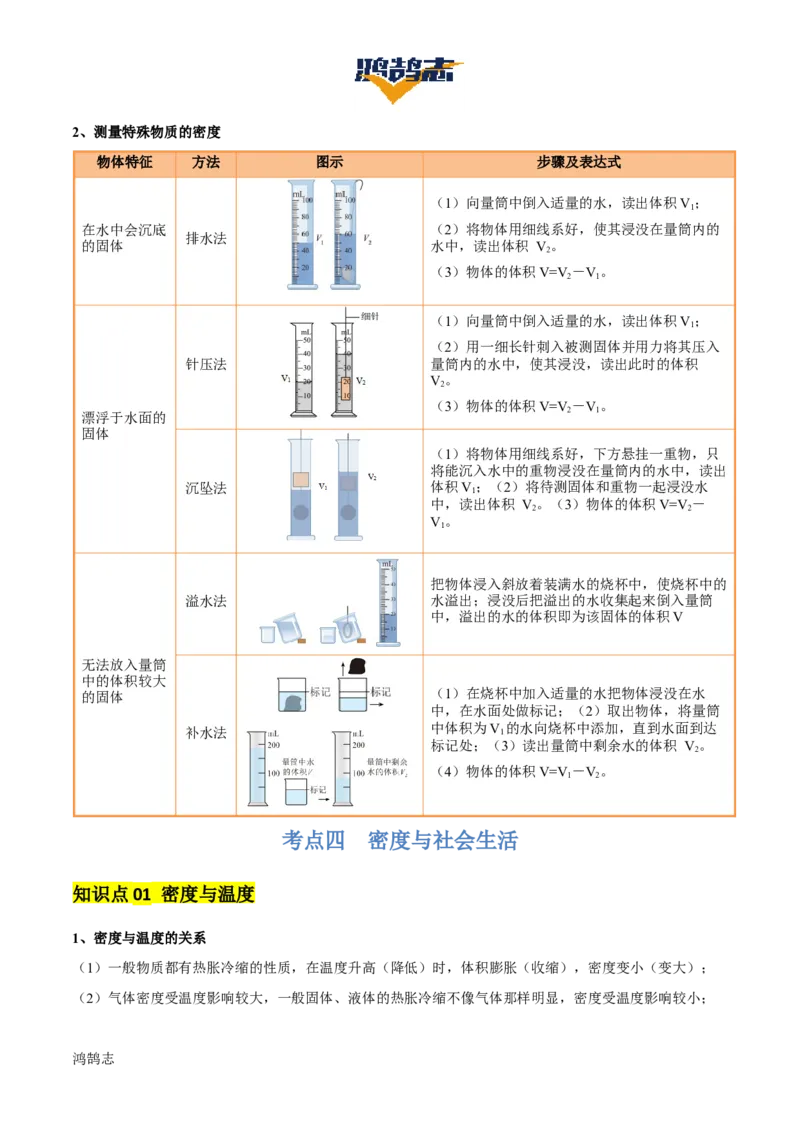 专题07质量和密度（4大模块知识清单+4个易混易错+3种方法技巧+典例真题精析）（原卷版）_8、物理总复习_物理一轮复习
