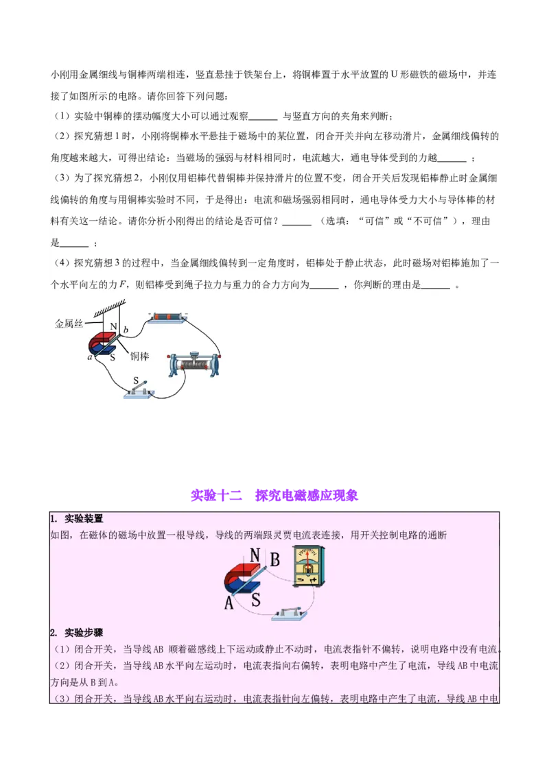 专题36电磁学实验专题（二）（原卷版）_8、物理总复习_2024年中考复习资料_一轮复习_完备战2024年中考物理一轮复习考点帮（全国通用）