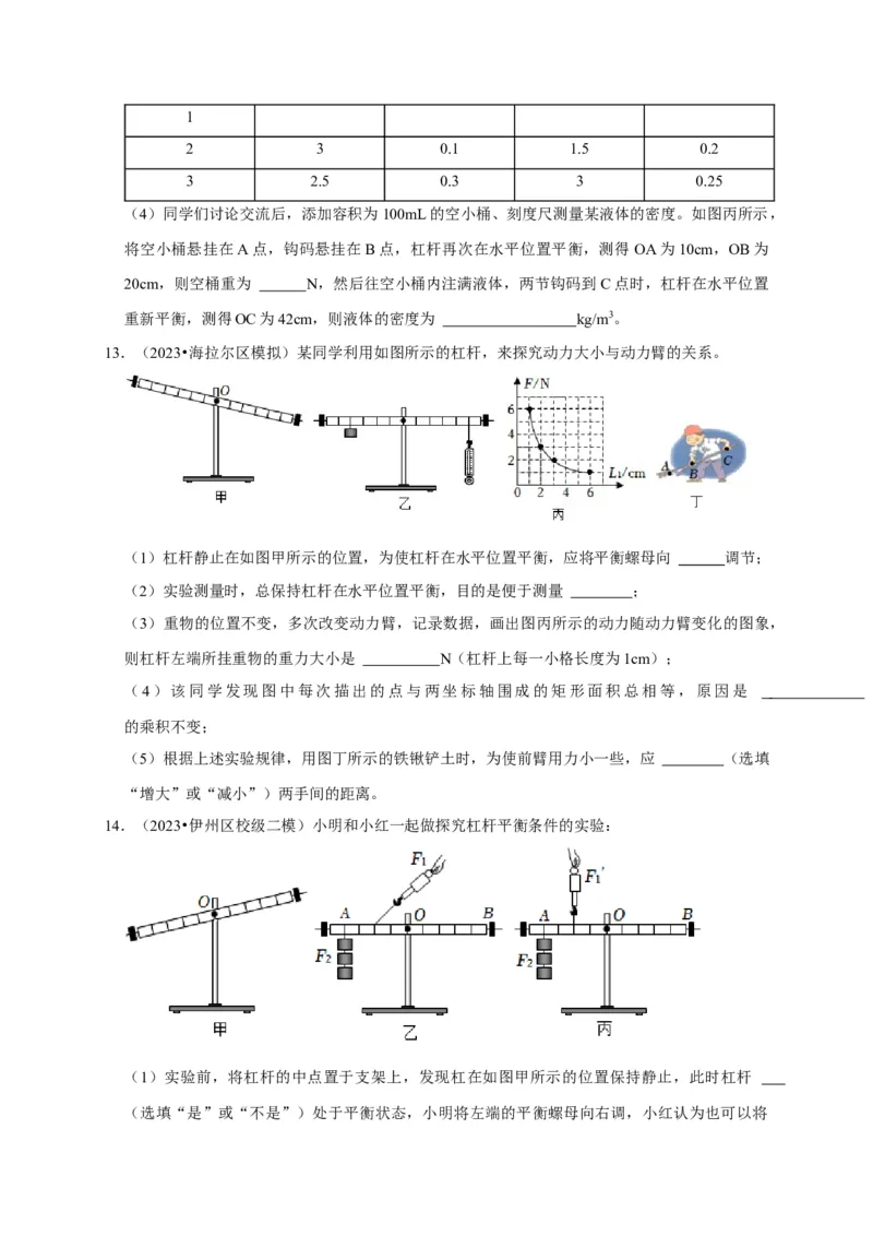 实验12探究杠杆的平衡条件（原卷版）_8、物理总复习_2024年中考复习资料_二轮复习_（讲义+练习）2024年中考物理二轮题型专项复习