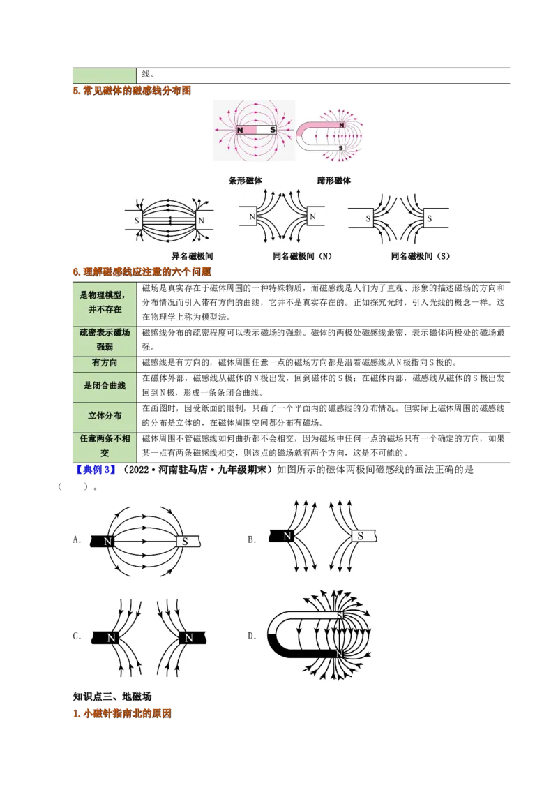 课时20.1磁场磁现象（学生版）_初物_八年级上下册+九年级全一册物理_九年级物理全一册_讲义_2024版