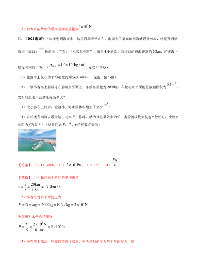 专题29浮力单元对点难题训练（解析版）_8、物理总复习_8.中考物理总复习_2023年中考复习资料_一轮复习_讲义+练习2023届中考物理一轮单元复习讲练考（全国通用）