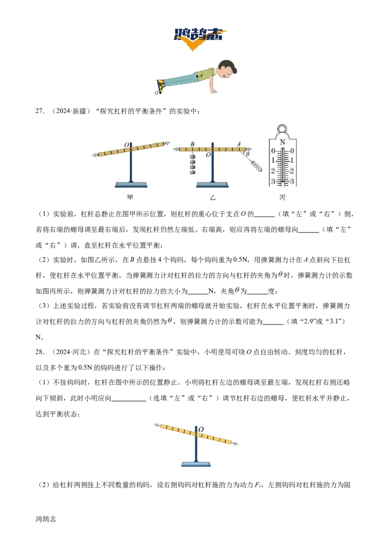 专题13简单机械（3大模块知识清单+5个易混易错+5种方法技巧+典例真题精析）（原卷版）_8、物理总复习_物理一轮复习