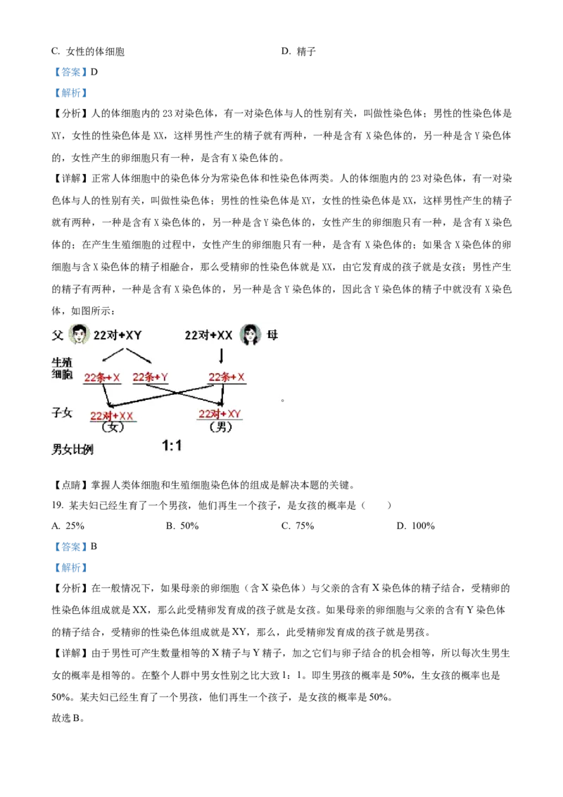 03八年级下学期期末生物试题（解析版）_初中全科电子版试卷练习试题_生物_生物8下练习_人教生物8年级下期末试卷12份