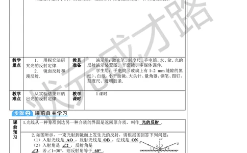 第2节光的反射_初物_八年级上下册+九年级全一册物理_八年级物理上册_全套教学资源_课件教案3_教案_第四章光现象