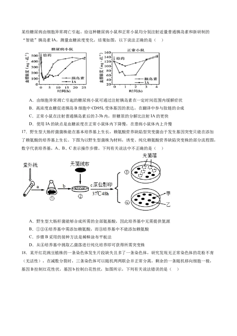 黄金卷08（考试版）-赢在高考&middot;黄金8卷备战2024年高考生物模拟卷（辽宁专用）_2024年新高考资料_4.2024高考模拟预测试卷
