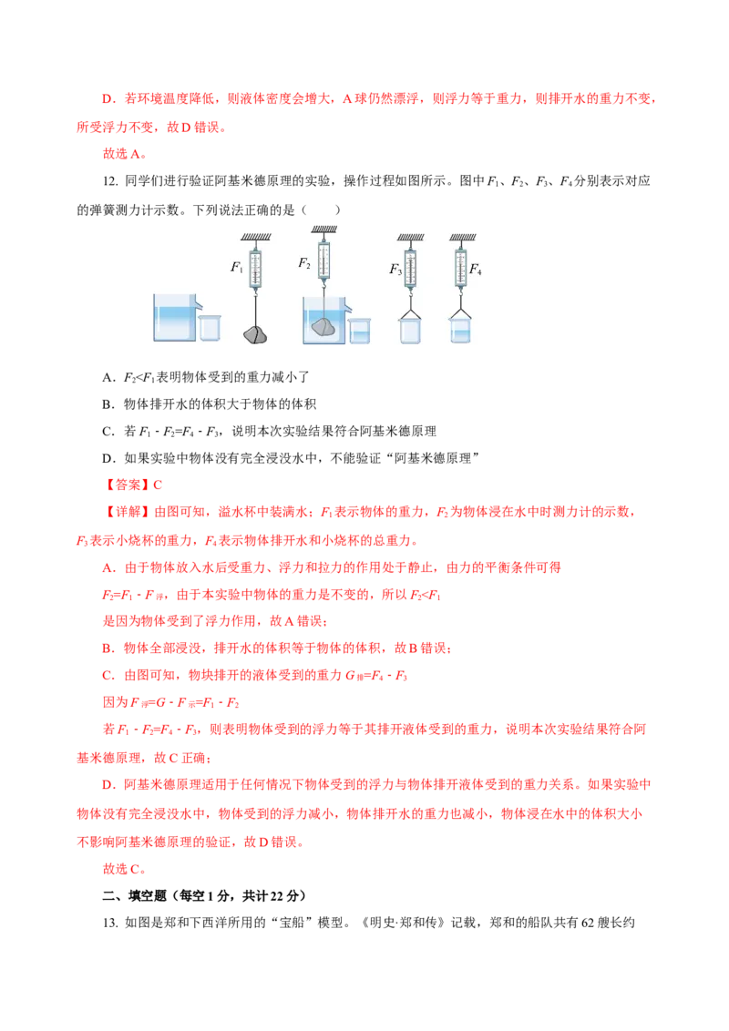 第十章浮力（单元测试）-（解析版）_初物_八年级上下册+九年级全一册物理_八年级物理下册_老课标资料_单元测试